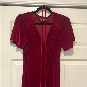 Chelsea28 Velvet Faux Wrap Midi Dress